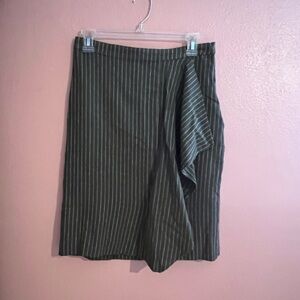 J. Jill Asymmetrical Green Striped Skirt